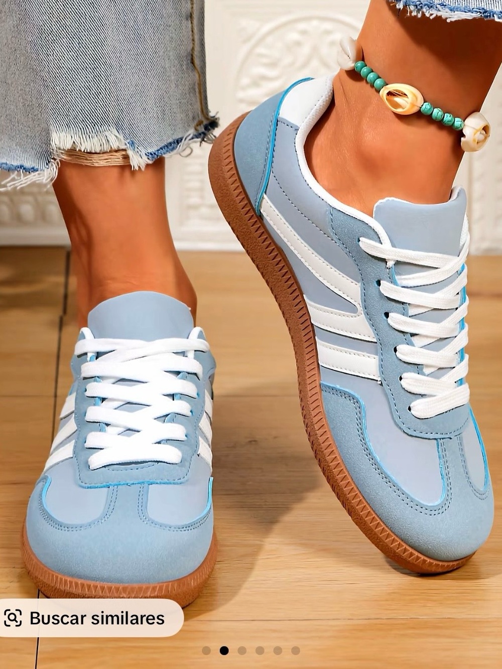 Women's Light Blue & White Casual Sneakers